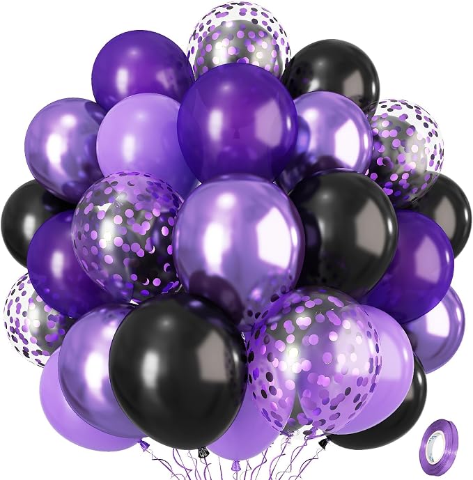 Isndare Purple Black Balloons, 12 Inch Dark Purple Light Balloons by Isndare
