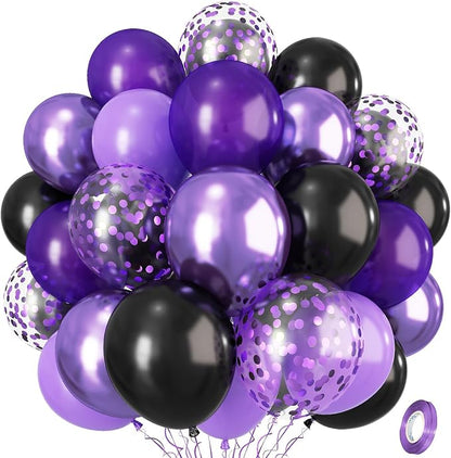 Isndare Purple Black Balloons, 12 Inch Dark Purple Light Balloons by Isndare