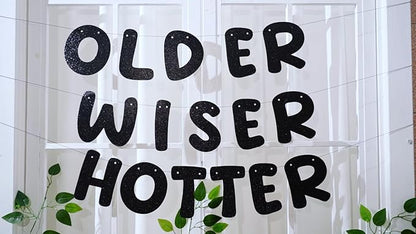 Fulmoon Set of 3 Pre Strung Older Wiser Hotter Glitter Banner Funny Birthday - Image 7