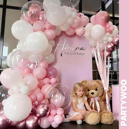 PartyWoo Pink and White Balloons 66pcs Metallic Pearl Pink White Balloons | - Image 4
