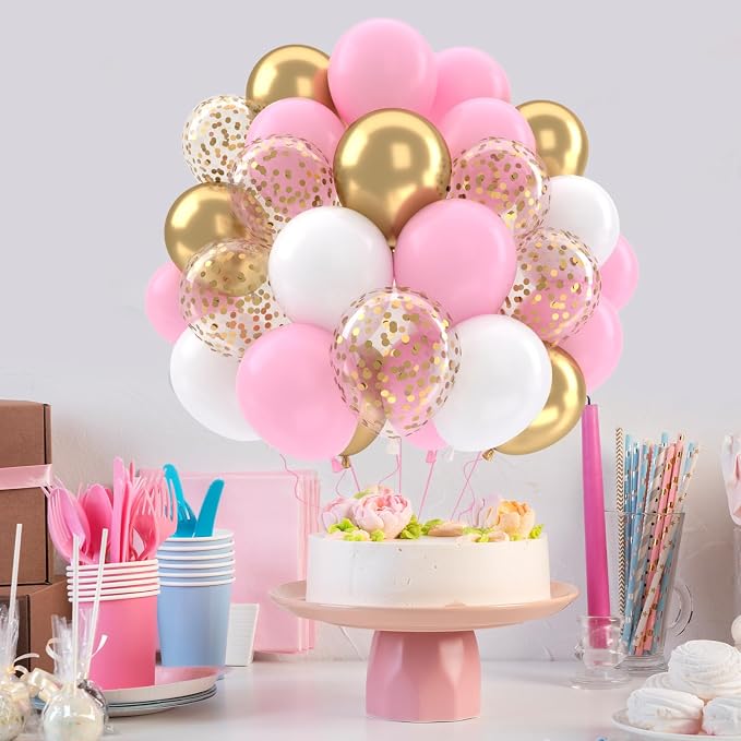 Patimate Pink Gold Confetti Balloons Set - Image 7