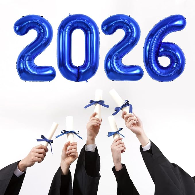 TONIFUL 2026 Graduation Balloons 42Inch Navy Blue 2026 Number Balloons Aluminum - Image 3