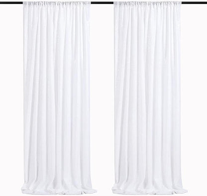 White Sequin Backdrop 2 Panels Curtains 2FTx8FT Glitter Party Backdrop | by QueenDream