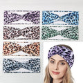 6PCS Leopard Boho Headbands for Women,Elastic Stretchy Boho Criss Cross Head Wrap, Wide Top Knot Turban Hair Band