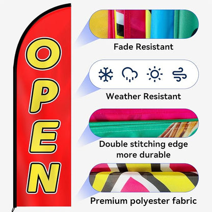 1PC Double-Sided OPEN Feather Flag - Image 6