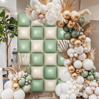 HILAVO Sage Green Square Foil Balloon Wall - Image 7