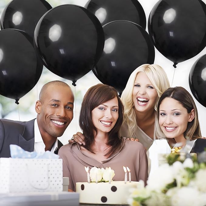 GuassLee 24pcs Black Balloons Clearance 18 Inch Big Black Latex Balloons Large - Image 3