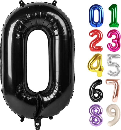 0 Balloon - Black Birthday Number Balloons, 40 Inch Decorations Men Women | by ALPHADELTAPI