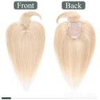 SEGO Hair Toppers for Women Real Human Hair with Thinning, with Front Bangs Clip in Toppers Straight 150% Density Silk Base -18 Inch #18/613 Ash Blonde Mix Bleach Blonde