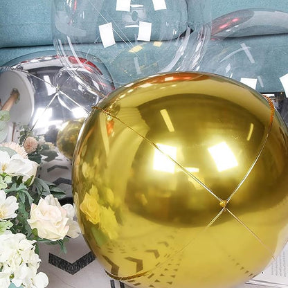 10 Pcs 22 Inch Gold Mylar Balloons, Large 4D Giant Round Foil Balloon Big - Image 2
