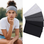 Headbands for Women, 4 inches Wide, 6 Packs Stretchy Sweat Bands, Hair Accessories for Yoga Workout Non Slip Women's Hair Bands Every Day Fashion, Black, White, Grey