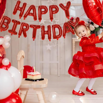 Red Happy Birthday Balloon Banner, 16 Inch Foil Mylar Happy Birthday Balloons - Image 7
