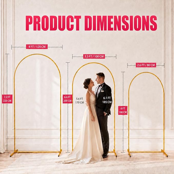 2 Pack Arch Backdrop Stand, Balloon Arch Stand | Metal Background Arch Stand - Image 3