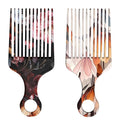2 Pcs Afro Pick Comb for Natural Curly Hair,Portable Styling Hair Pick for Travel,Anti-Static,Cute Afro Comb for Women Men and Girls(Black-T8)