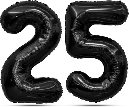 Black Number Balloons 25 Balloon Numbers 25th Number Balloon Foil Mylar Party by STARKET