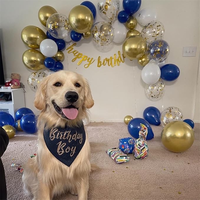 Balloons Navy Blue and Gold, 12 Inch Navy Blue Metallic Chrome Gold and - Image 4