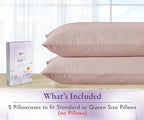 California Design Den Standard/Queen Pillow Cases Set of 2-1000 Thread Count, Soft and Smooth Sateen Weave, 100% Cotton Standard Pillowcases, Thick and Durable - Sepia Rose