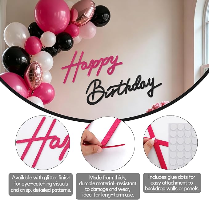 TONIFUL Happy Birthday Sign for Backdrop - Image 2