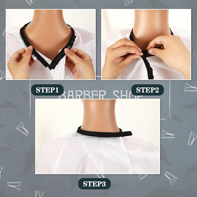 FEBSNOW Professional Hair Cutting Cape, 2 Pcs Hairdressing Barber Salon Cape with Closure Snap for Styling Coloring Hair Hair Cutting Cape Accessories, White
