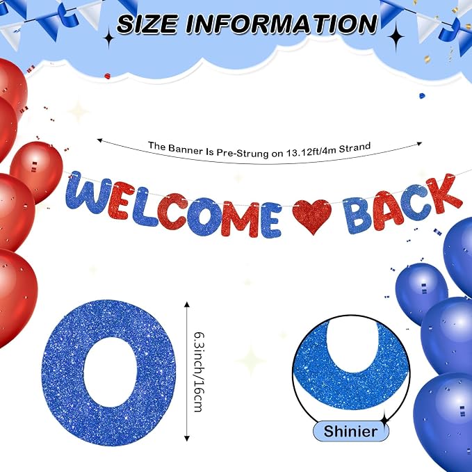 Fulmoon Pre Strung Welcome Back Glitter Banner First Day of School Party - Image 2