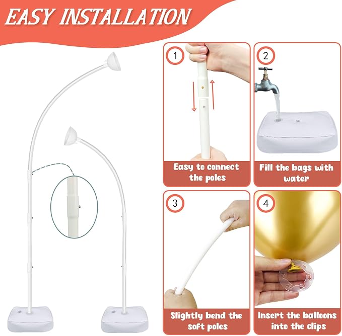 AerWo Balloon Arch Kit 8.2FT & 6FT, Free Bending Top Half Balloon Arch Stand - Image 4
