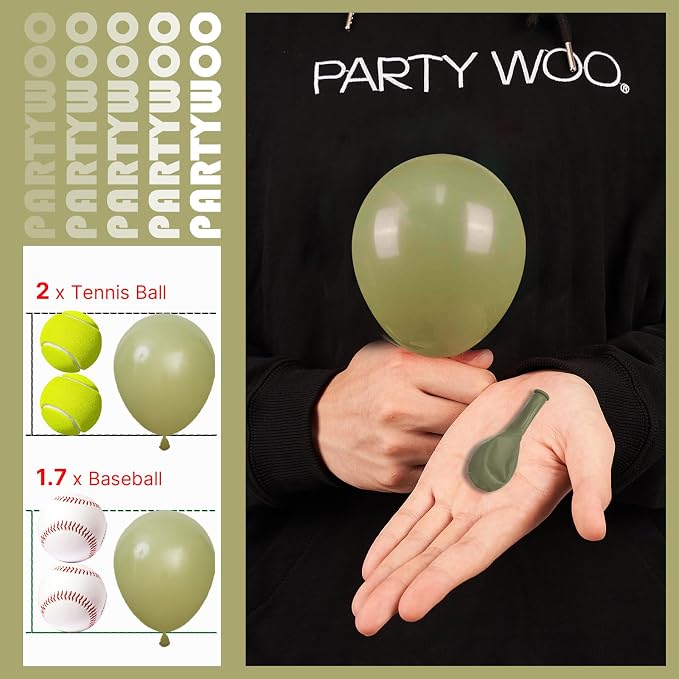 PartyWoo Sage Green Balloons 100pcs Olive Green Color 5 Inch | Balloons - Image 3