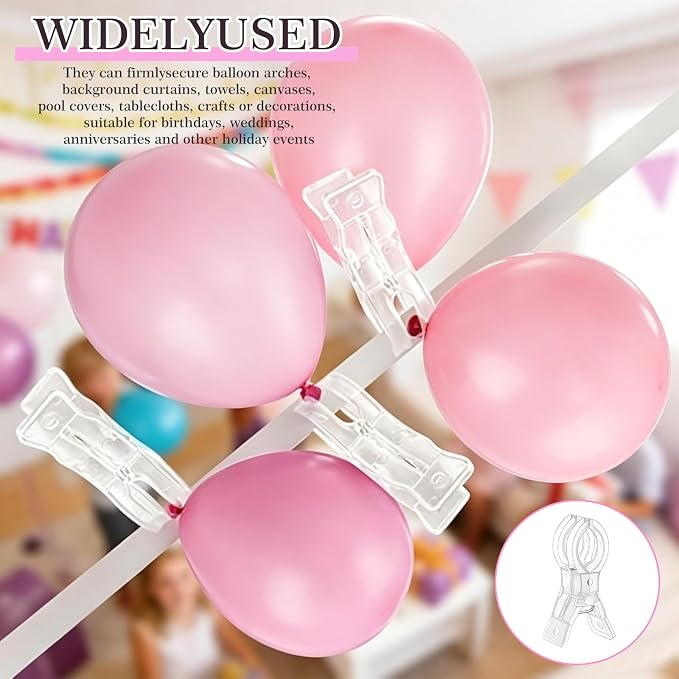 10 Pack Balloon Arch Clips, Large Clear Backdrop Clips - Image 2