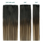 SURNEL Clip in Extensions Human Hair Natural Black to Chocolate Brown and Caramel Blonde Clip in Hair Extensions 18inch 6pcs 120g(#1B/4/27,18'')
