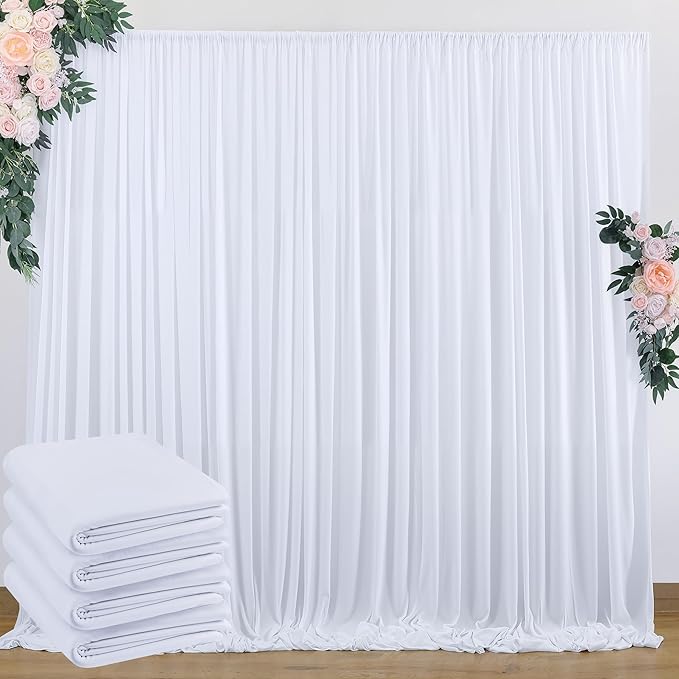 20 ft x 8 ft White Backdrop Curtain Drapes by Outpain