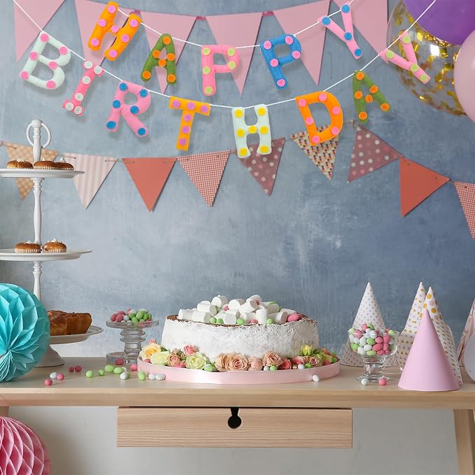 Felt Happy Birthday Garland Rainbow Banner Reusable Happy Birthday Sign Party - Image 5