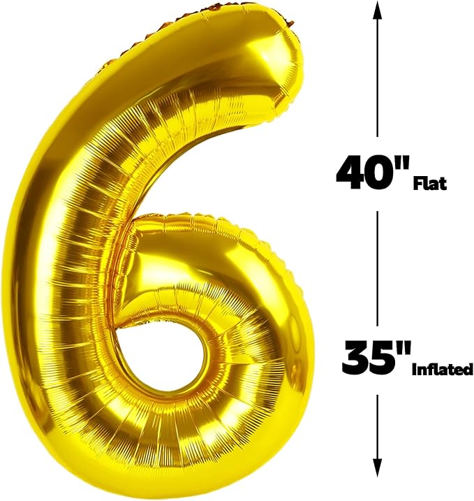 Gold Number 6 Balloon 40 inch, Balloon numbers party supplies, deco photo shoot - Image 2