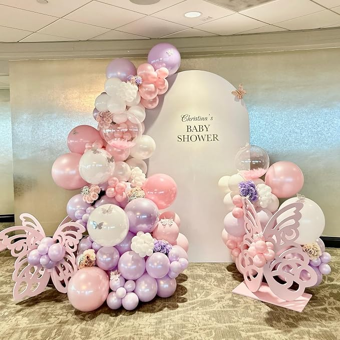 Double Pearl Purple Stuffed Balloons Different Size 115Pcs 5/10/12/18" Light - Image 7