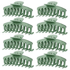 TOCESS Hair Claw Clips for Women - 8PK Large Neutral Matte Jumbo Hair Clips for Thick, Thin, Long, Short, Curly Hair Girls, Big Jaw Clip Set for Daily Use (Forest Green)
