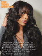 Julia Hair Bye Bye Knots Curtain Bangs Wig Glueless Fluffy Natural Loose Wave Pre Cut 7x5 HD Lace Front Wigs Invisible Pre Plucked Pre Everything Body Wave Put on and Go Wig for Women 22 Inch