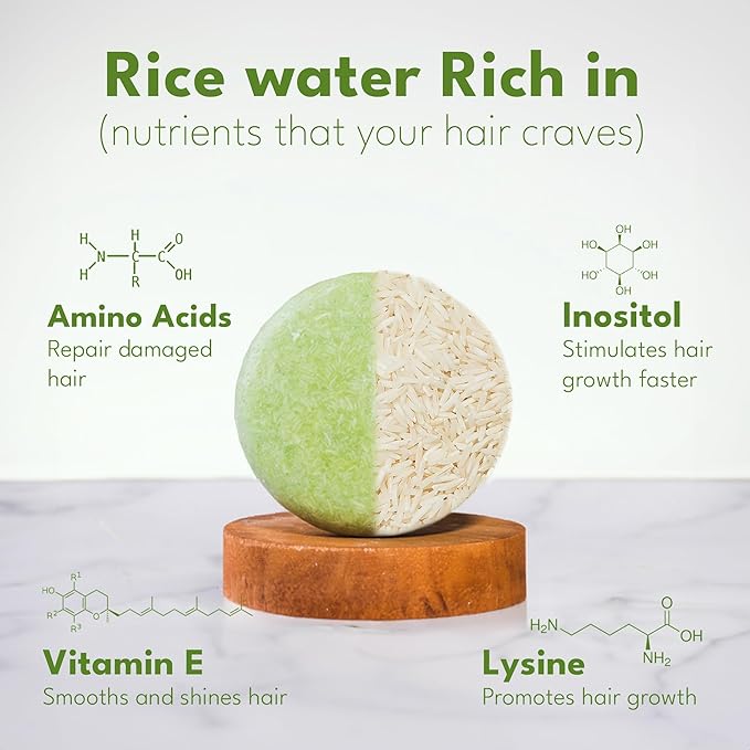 Muun Rice Water Shampoo and Conditioner Bar - Strengthening & Volumizing Solid Soap Bars, Clarifying Shampoo For Oily Hair & Scalp, pH Balanced, Sulfate & Silicone Free