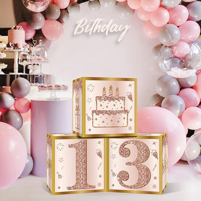 Guiruiy 3Pcs 13th Birthday Decorations Balloon Gift Boxes - Image 5