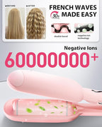 NOVUS 1.25 Inch Curling Iron,Hair Crimper- Beach Wave Hair Waver with Anti-Scald & Negative Ion Technology, Hair Crimper Ceramic Barrel for Tangle-Free Waves on All Hair Types, Pink