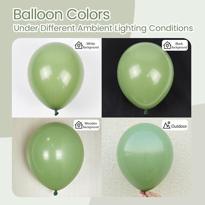 Awenztech 110pcs Sage Green Balloons, 18 12 10 5 inch Sage Green Balloons - Image 2