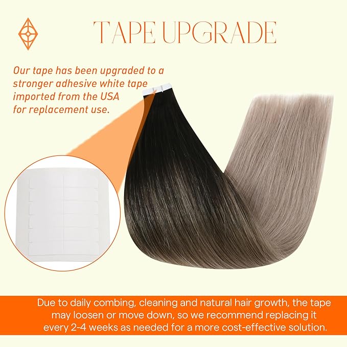 Full Shine Tape in Hair Extensions Human Hair Off Black Ombre Ash Blonde 12Inch Silky Straight Tape Extensions Balayage Real Human Hair Tape in Extensions Seamless Skin Weft 30G 20Pcs