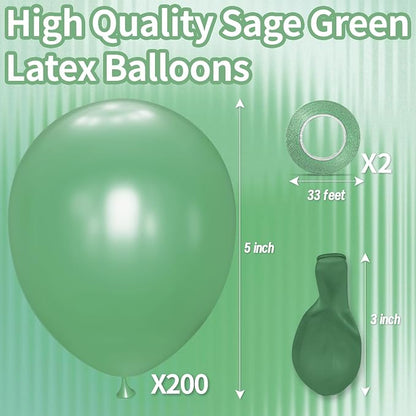 200pcs Sage Green Balloons 5 Inch, Small Mini Latex Balloons - Image 2
