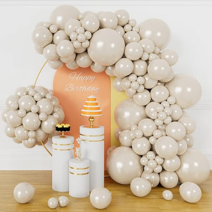 134Pcs Sand White Balloons Different Sizes 5 10 12 18 Inch sand white Latex by KUULBELAballoons
