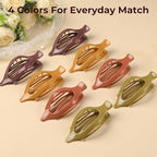 8 Pack Glossy Flat Hair Clips for Women – Large No-Slip Claw Barrettes in Mustard, Orange, Rust Red & Plum, Shiny Finish Strong Hold for Thick & Thin Hair
