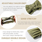 Vercret Headbands for Women Sailor Knot Headband Black Double Wide Elastic Adjustable Braided Hair Bands Non Slip for Girls Boho Stretchy Turban Headwrap Yoga Workout,Solid Color, 3Pcs