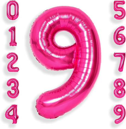 SUWEN 40 Inch Hot Pink Large 9 Number Balloons Big Foil Helium Number Balloons by SUWEN