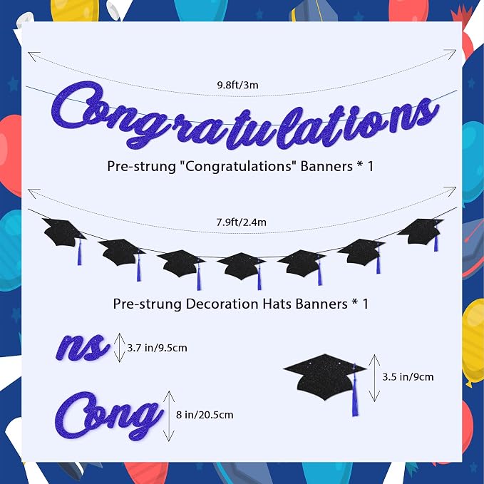 Congratulations Banner Pre-Strung Grad Cap Banner Graduation Decorations 2026 2 - Image 2