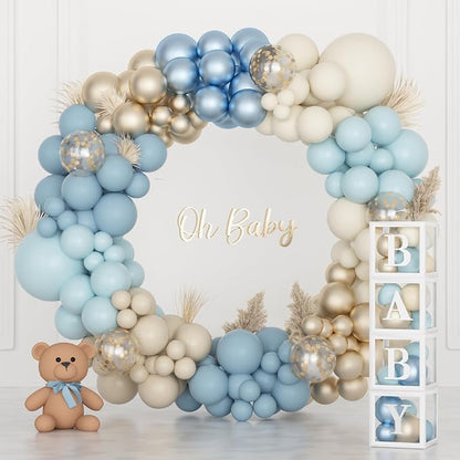 153pcs Dusty Blue Balloon Baby Shower Decorations - Image 2