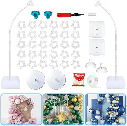 Balloon Arch Stand Kit for Party Backdrop Decoration 8.2FT & 6FT | White by ASTILAZO
