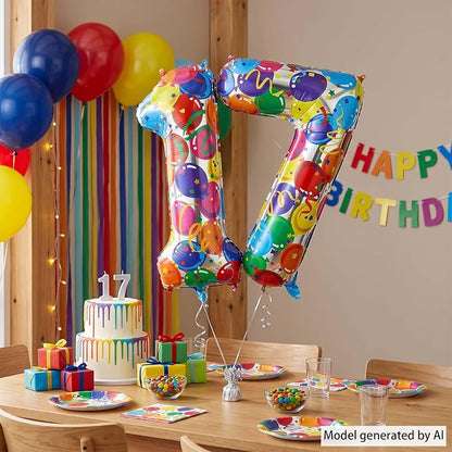 40 Inch Rainbow Balloon Number 17 Balloons, Giant 17th Birthday Supplies | Huge - Image 7