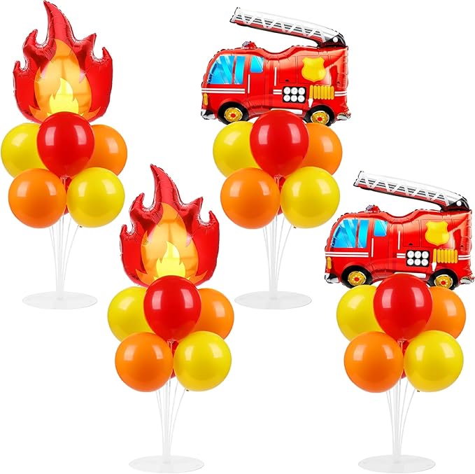 4 Sets Fire Party Balloons Stand Kit by Naozinebi