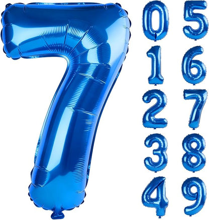 40 Inch Number 7 Balloons for 7th Birthday Party Decorations, 0-100 Dark Blue by FOBELEC